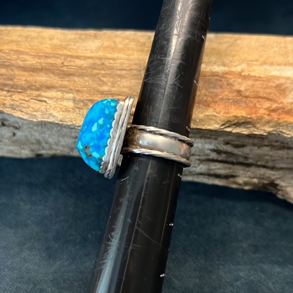Southwest Sterling Silver Ring with Turquoise Nugget - Picture 7 of 9